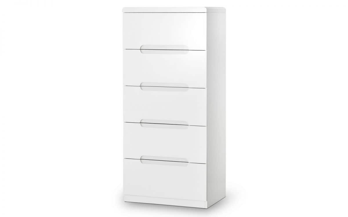 New York 5 Drawer Narrow Chest - White - Image 2