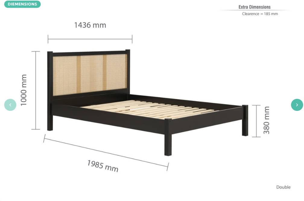 Croxley 4ft6 Rattan Bedframe - Black - Image 10