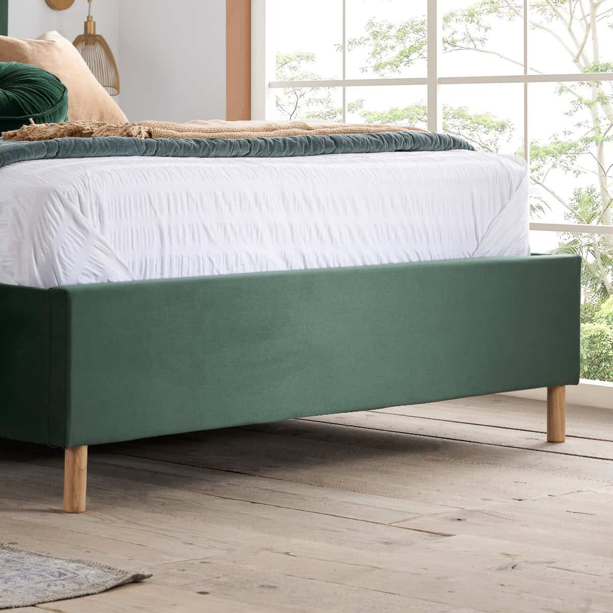 Loxley 4ft6 Ottoman Bedframe - Green Velvet - Image 6