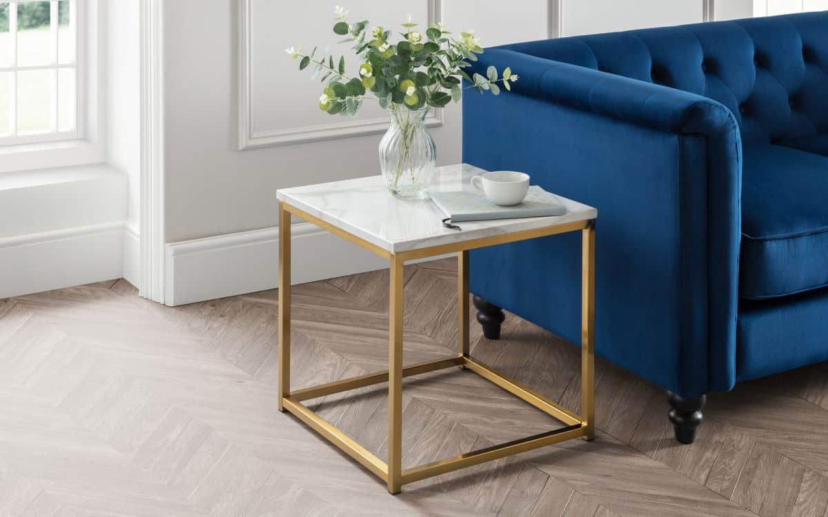 Karra Lamp Table - White Marble & Gold | Buy Online | Beds.ie
