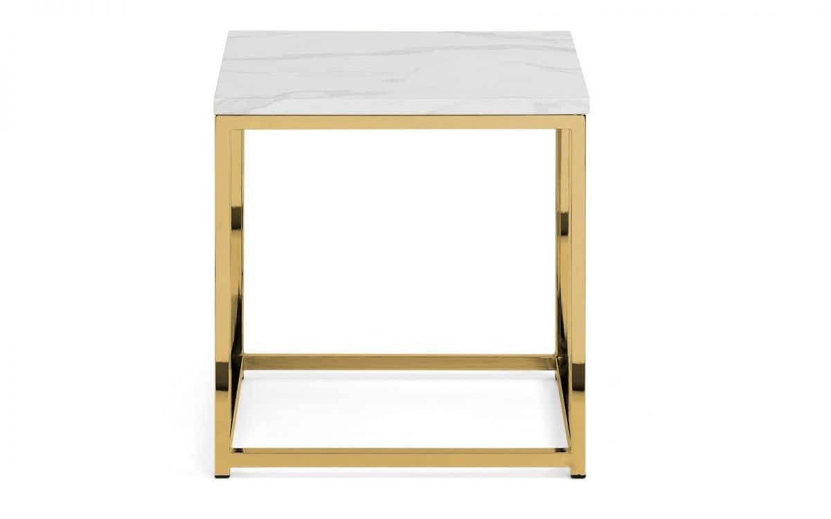 Karra Lamp Table - White Marble & Gold - Image 3