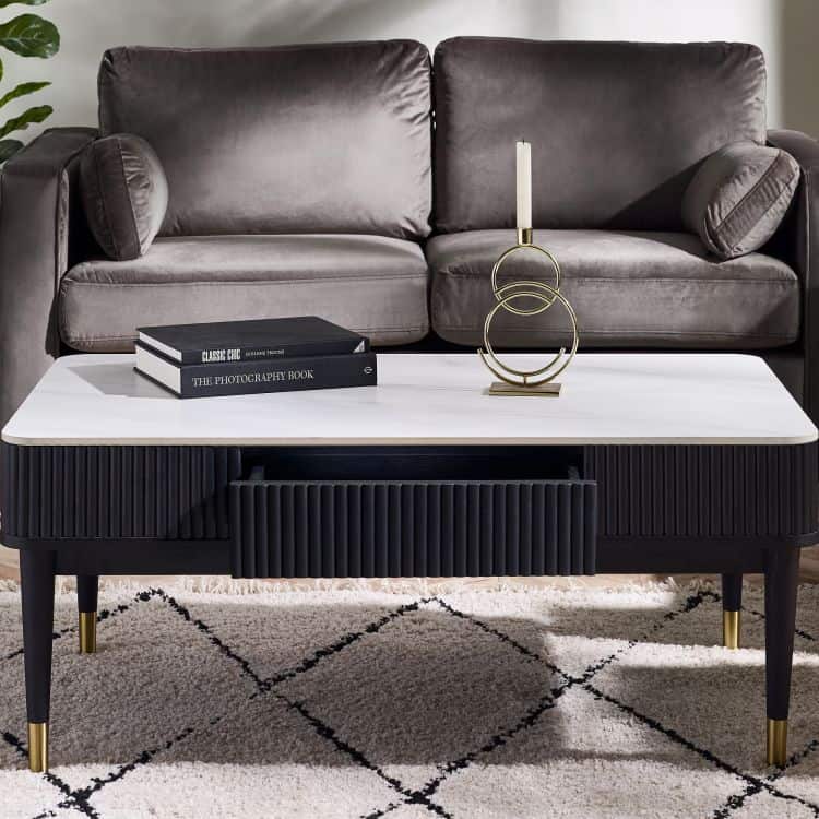 Louanne Fluted Coffee Table - Black | Buy Online | Beds.ie