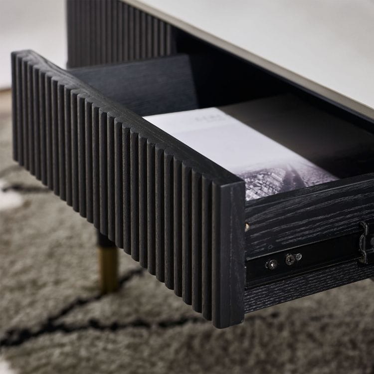 Louanne Fluted Coffee Table - Black - Image 4