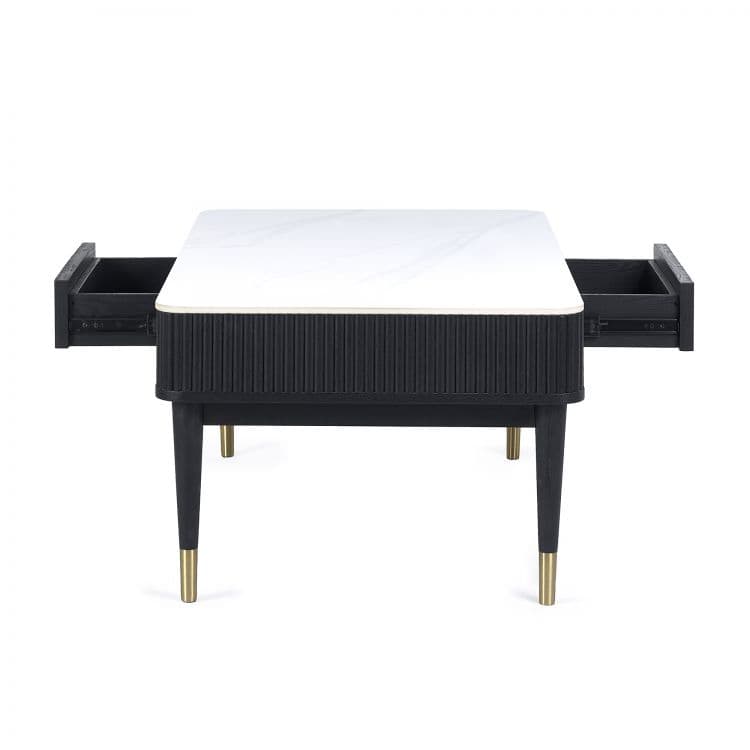 Louanne Fluted Coffee Table - Black - Image 7