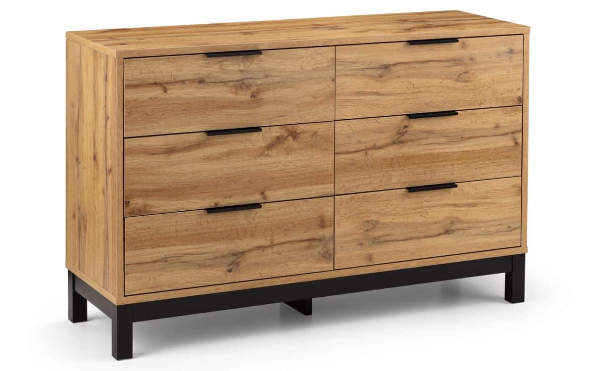 Batu 6 Drawer Chest - Oak & Black - Image 2