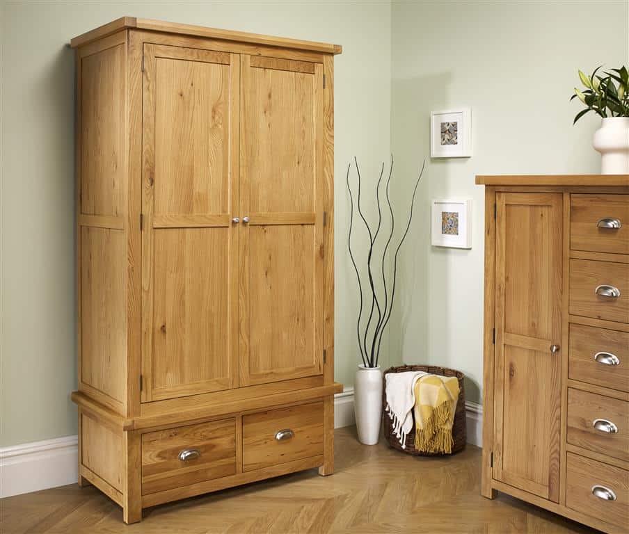 Woburn 2 Door 2 Drawer Wardrobe - Oak - Image 2