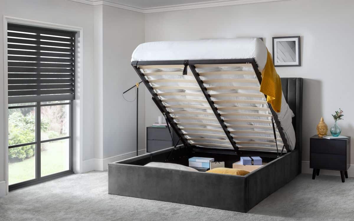 Redbridge 4ft6 Ottoman Bedframe - Grey Velvet - Image 2