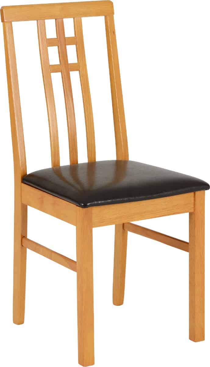 Vienna Chair (Box of 1) - Medium Oak/Brown Faux Leather | Buy Online | Beds.ie