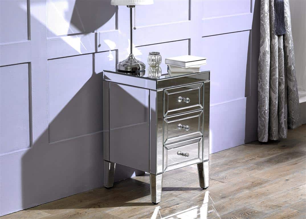 Valencia Mirrored 3 Drawer Bedside | Buy Online | Beds.ie
