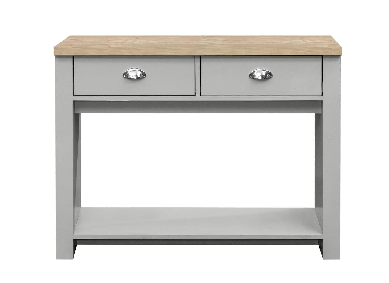 Highgate 2 Drawer Console Table - Grey & Oak - Image 5