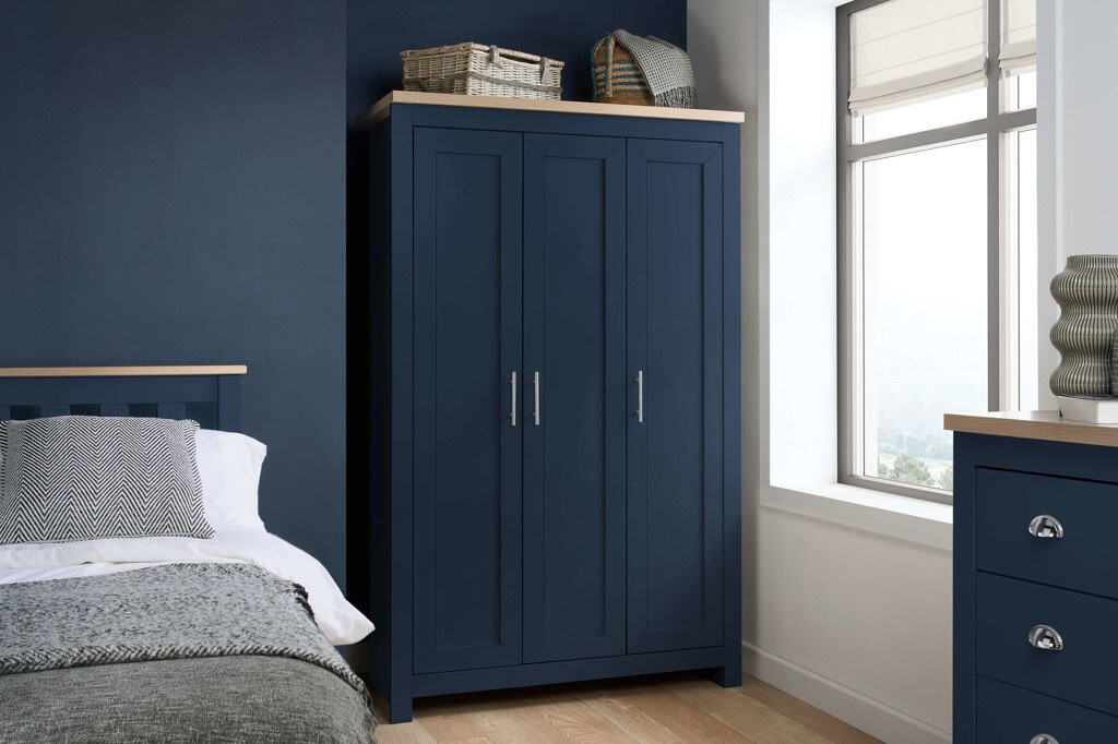 Highgate 3 Door Wardrobe - Navy & Oak | Buy Online | Beds.ie