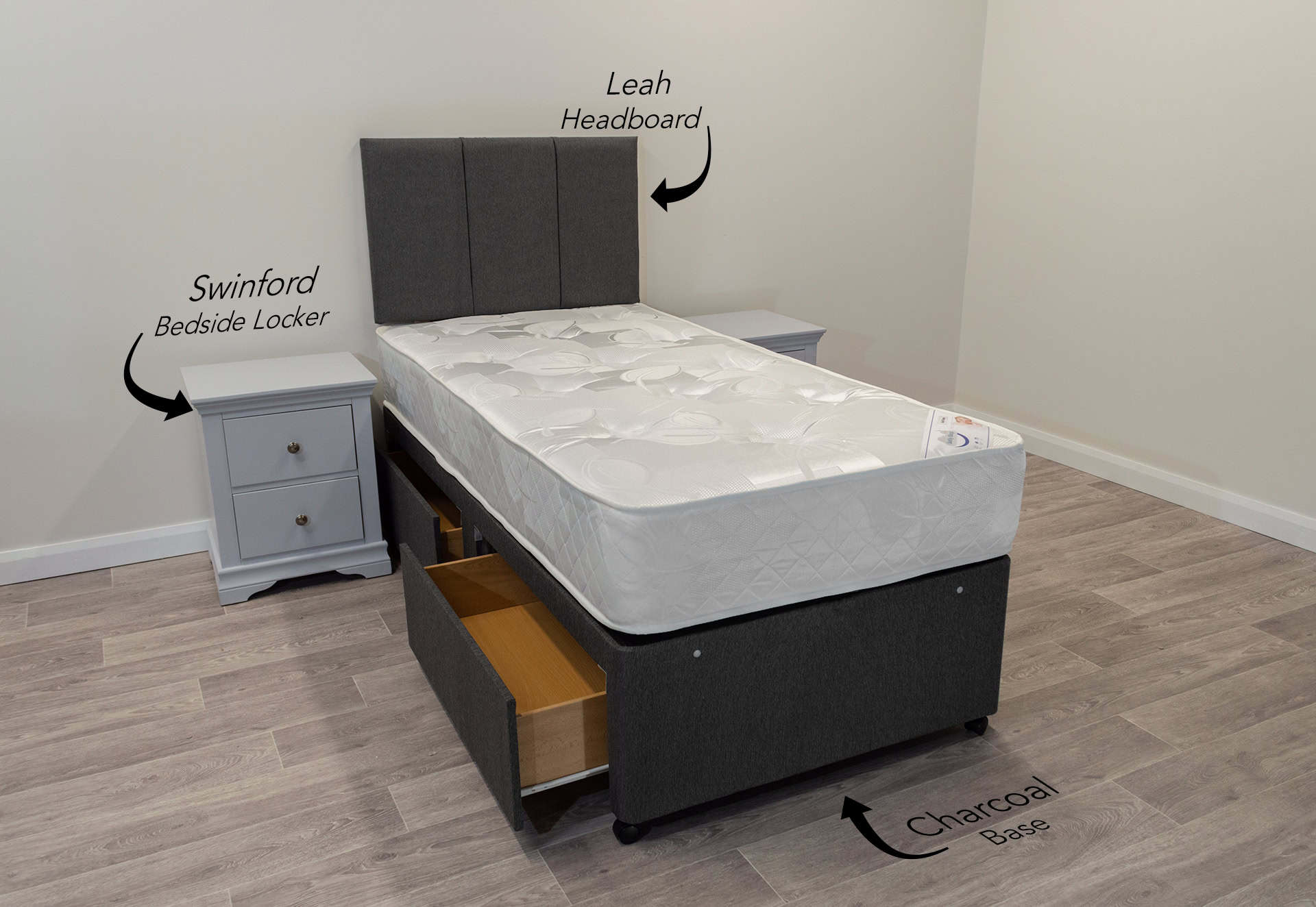 3ft Gold Dream Mattress with 2 FREE Drawers Base & Headboard - Image 2