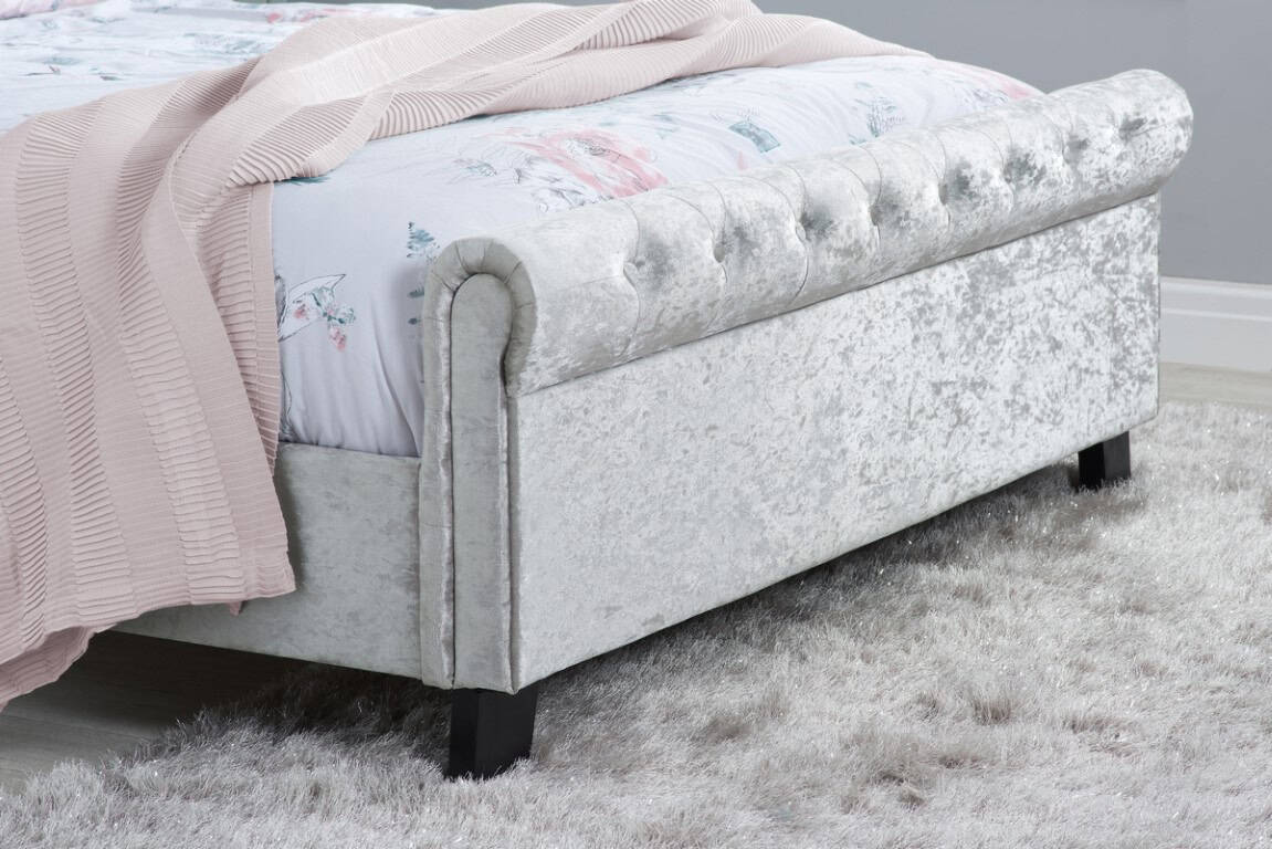 Sienna 5ft Bed - Steel Crushed Velvet - Image 5