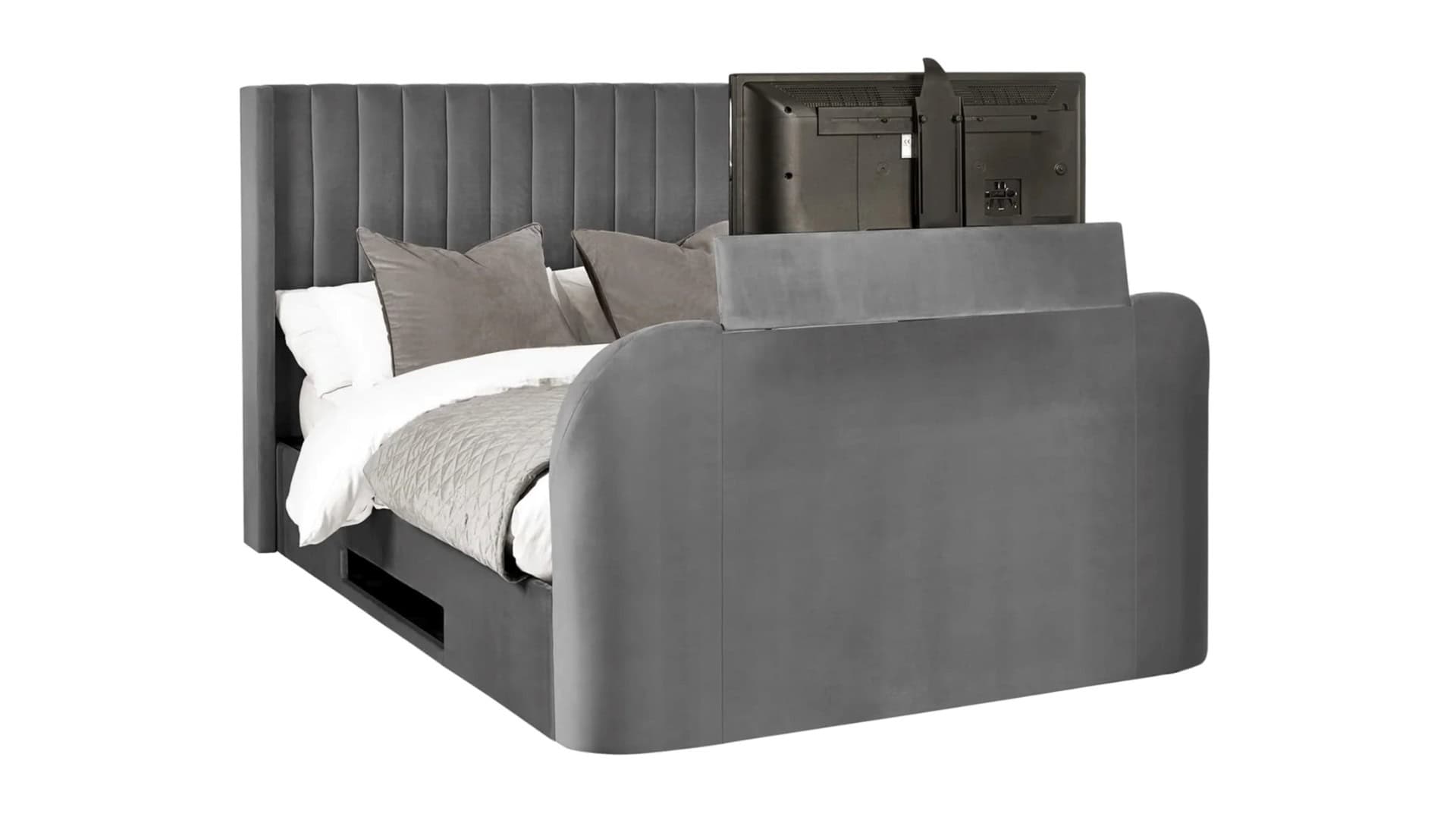 Clarke 5ft TV Side opening Ottoman - Dark Grey Fabric - Image 6