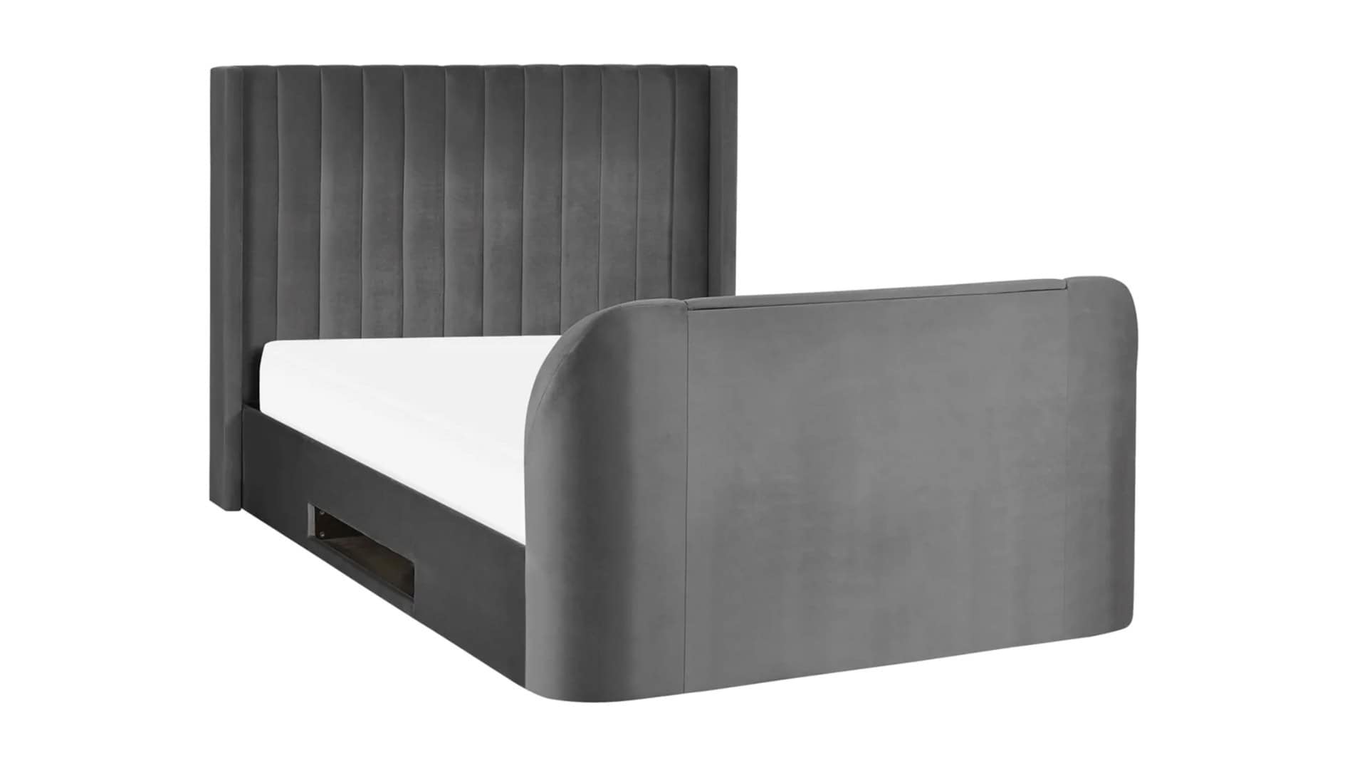 Clarke 5ft TV Side opening Ottoman - Dark Grey Fabric - Image 7