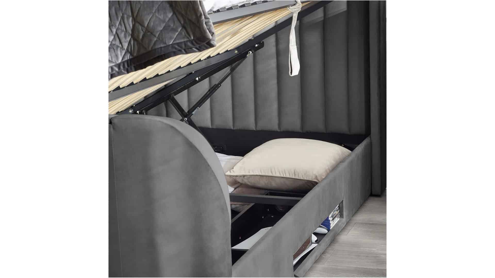Clarke 5ft TV Side opening Ottoman - Dark Grey Fabric - Image 17