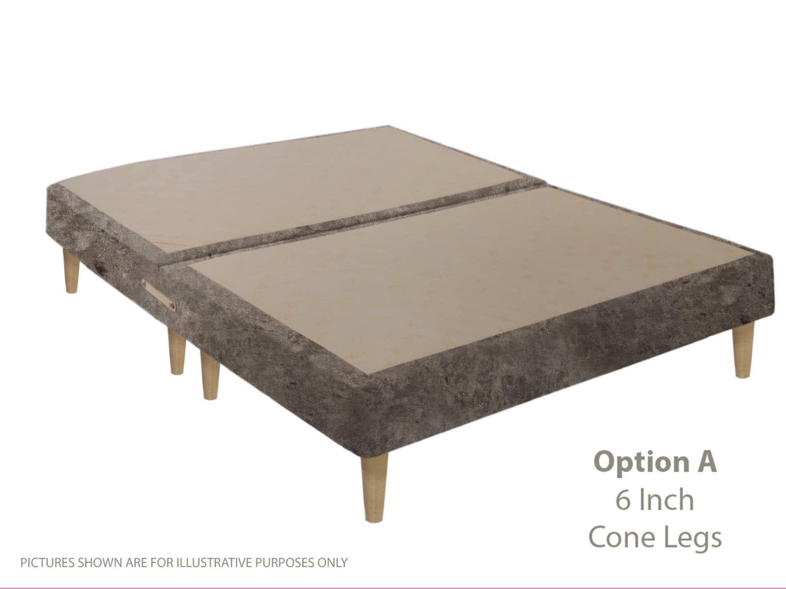 Apollo 4ft6 Glitz Grey Shallow Divan Base on Legs | Buy Online | Beds.ie