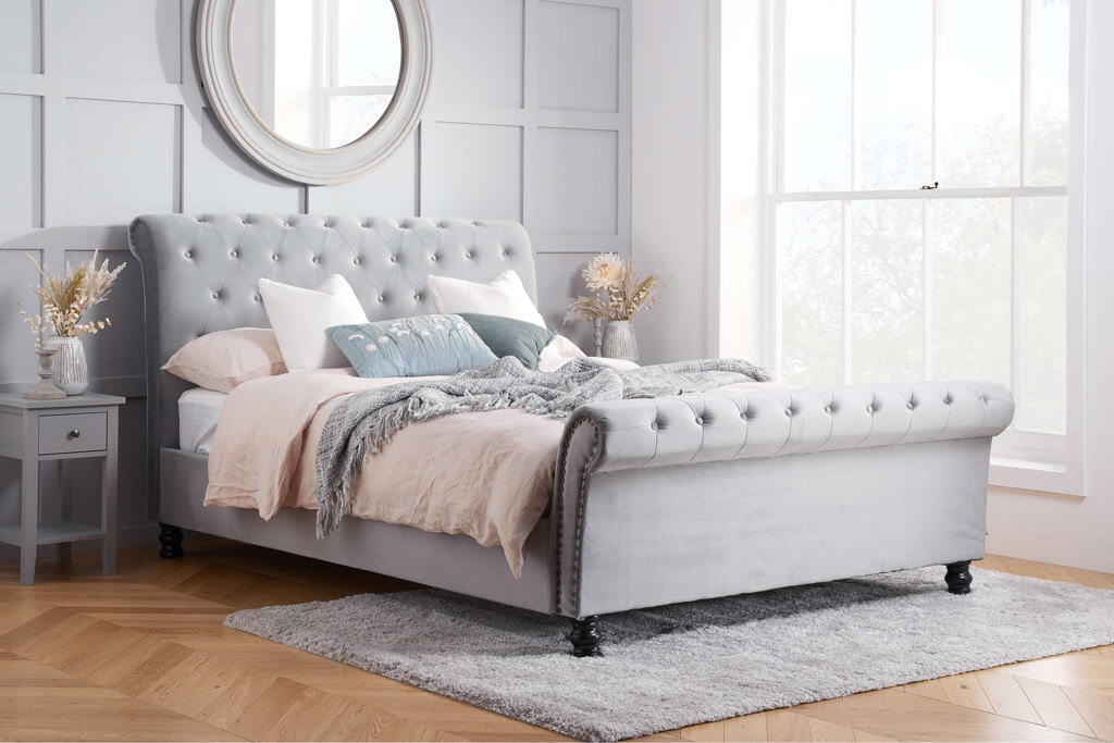 Opulence 6ft Bed - Grey Velvet | Buy Online | Beds.ie