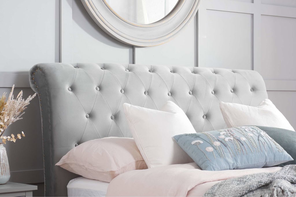 Opulence 6ft Bed - Grey Velvet - Image 2