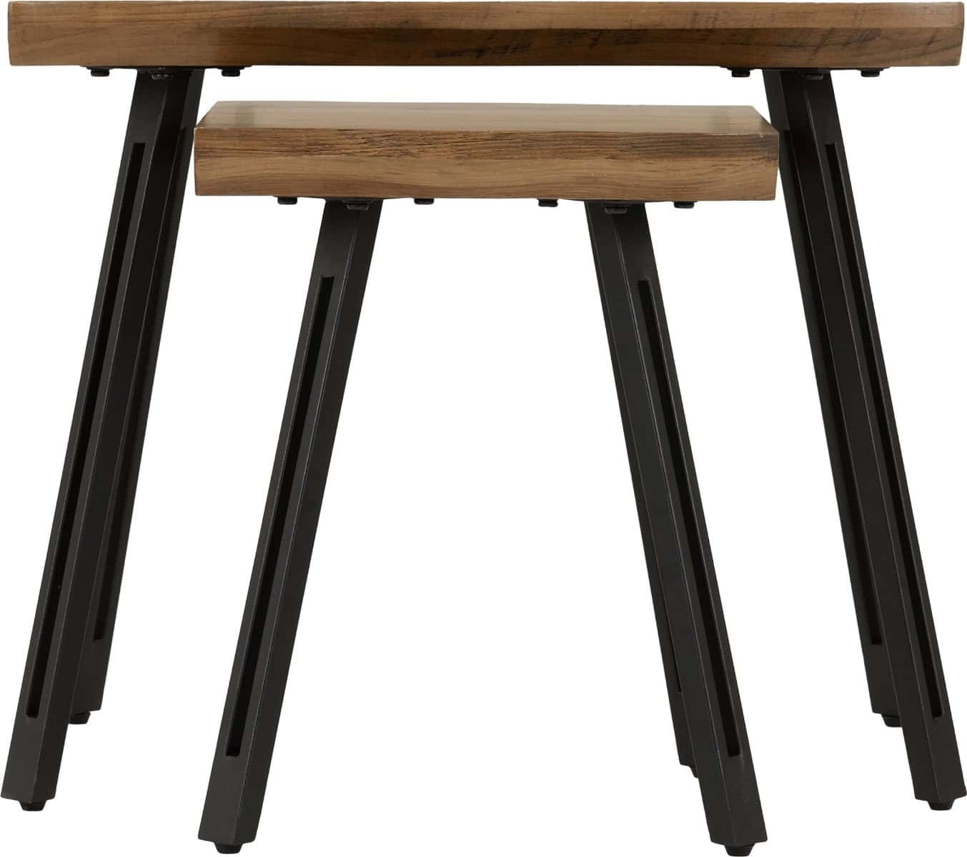 Quebec Wave Edge Nest of Tables - Medium Oak/Black - Image 2