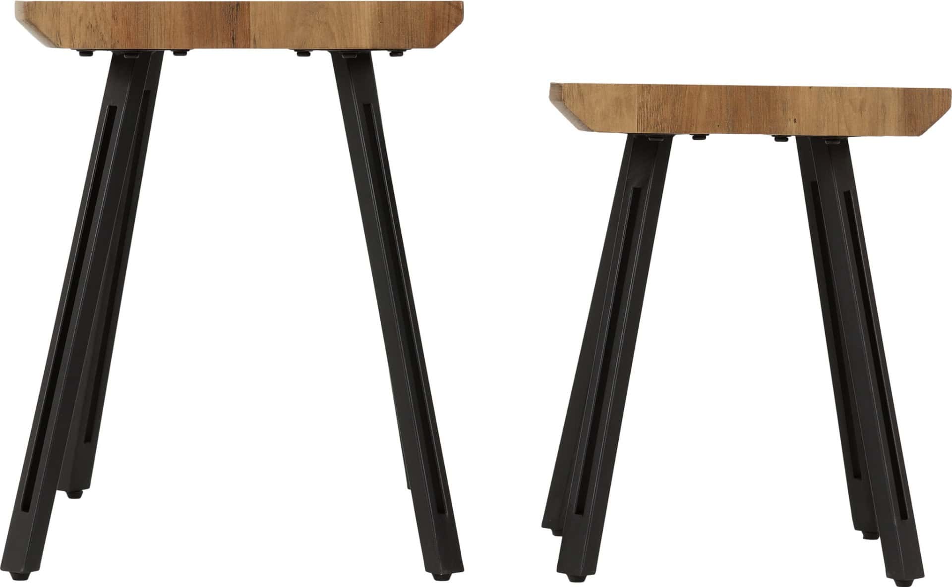 Quebec Wave Edge Nest of Tables - Medium Oak/Black - Image 3