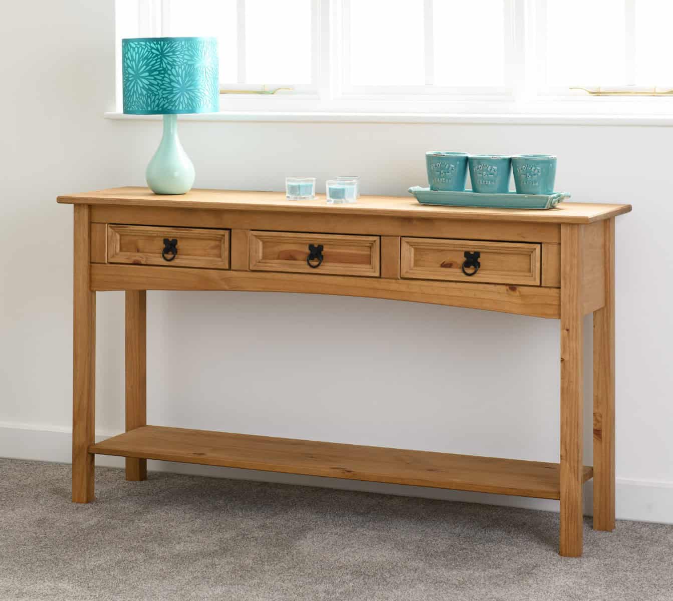 Corona 3 Drawer Console Table - Waxed Pine | Buy Online | Beds.ie