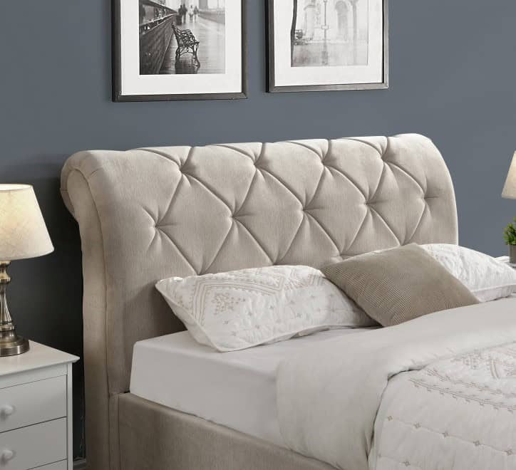 Sligo 5ft Gas Lift Ottoman Bedframe - Beige Velvet - Image 3