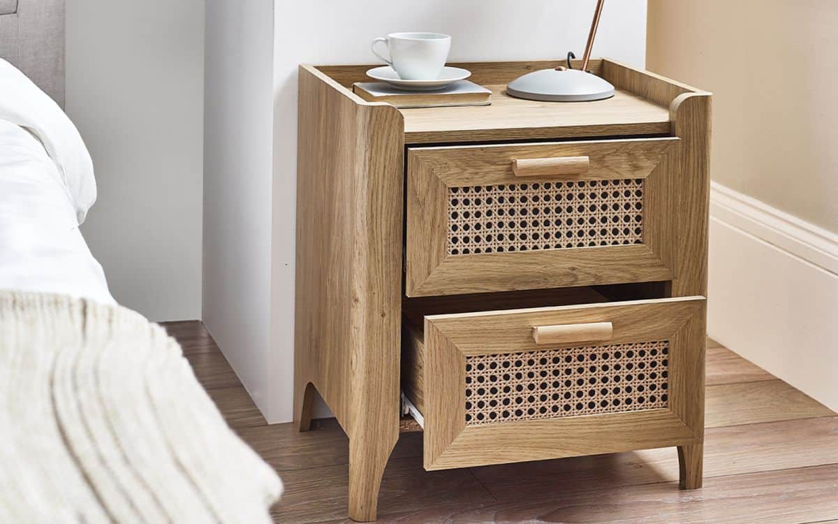Sydenham 2 Drawer Bedside - Rattan Oak - Image 6