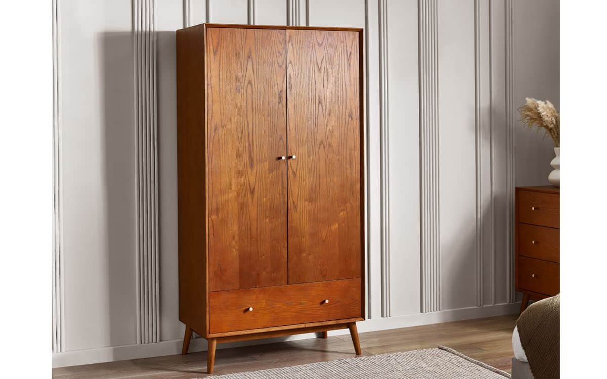 Lowell 2 Door 1 Drawer Wardrobe - Cherry Wood | Buy Online | Beds.ie