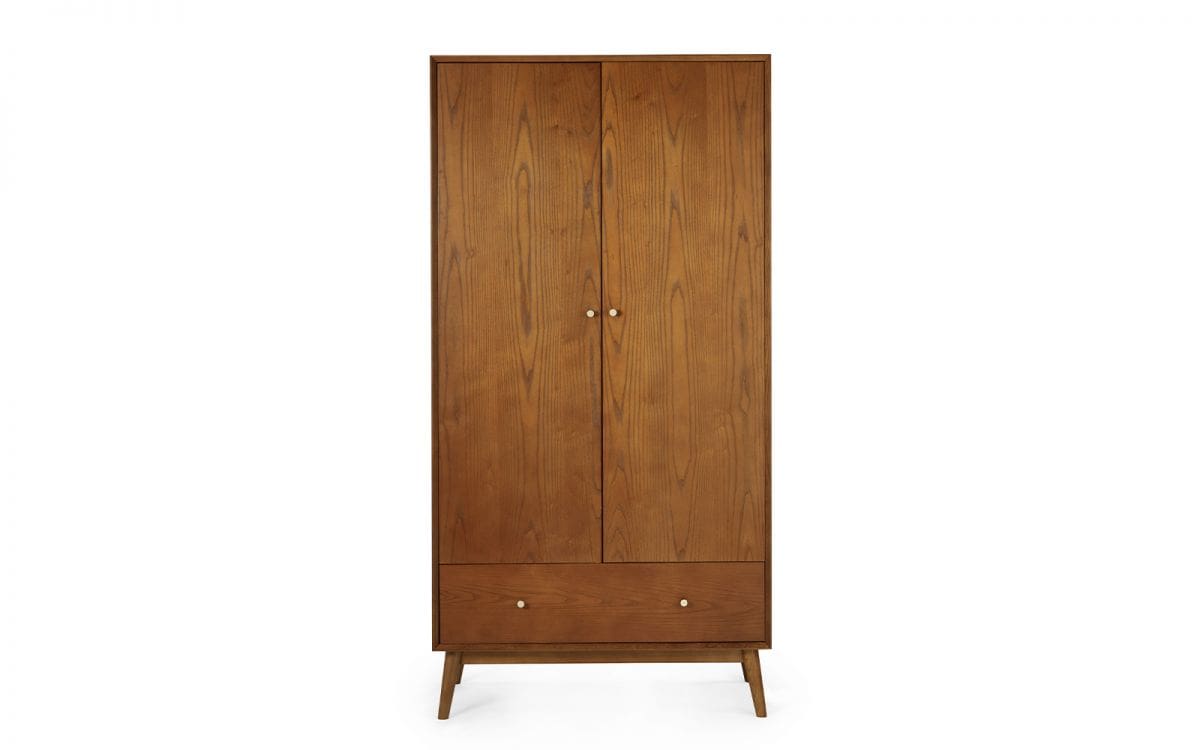 Lowell 2 Door 1 Drawer Wardrobe - Cherry Wood - Image 3