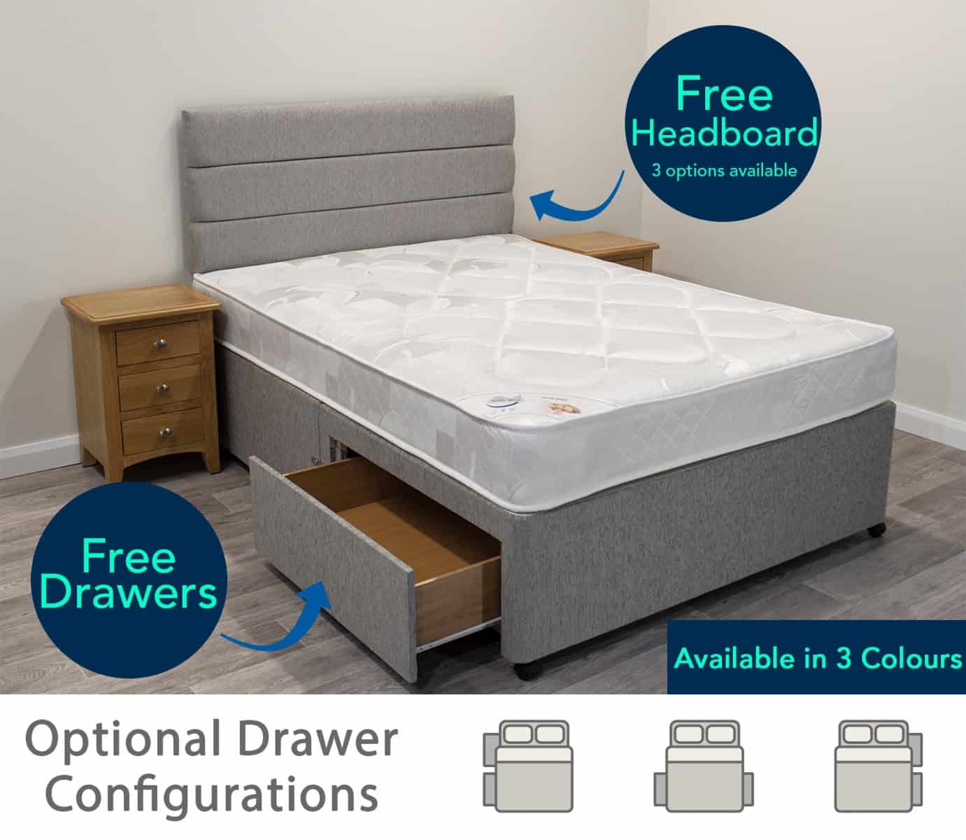 4ft6 Bronze Dream Mattress with 2 FREE Drawers Base & Headboard - Image 4