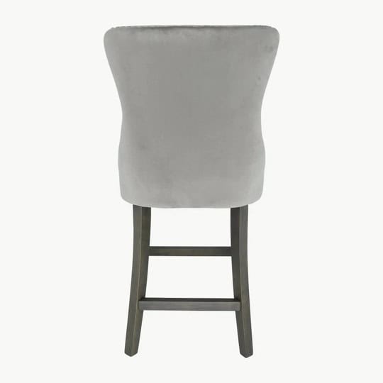 Kacey Stool with Antique Legs - Grey Velvet (Set of 2) - Image 6