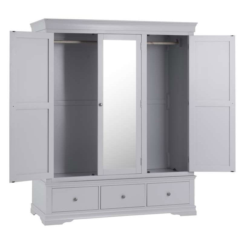 Swinford 3 Door 3 Drawer Wardrobe - White - Image 2