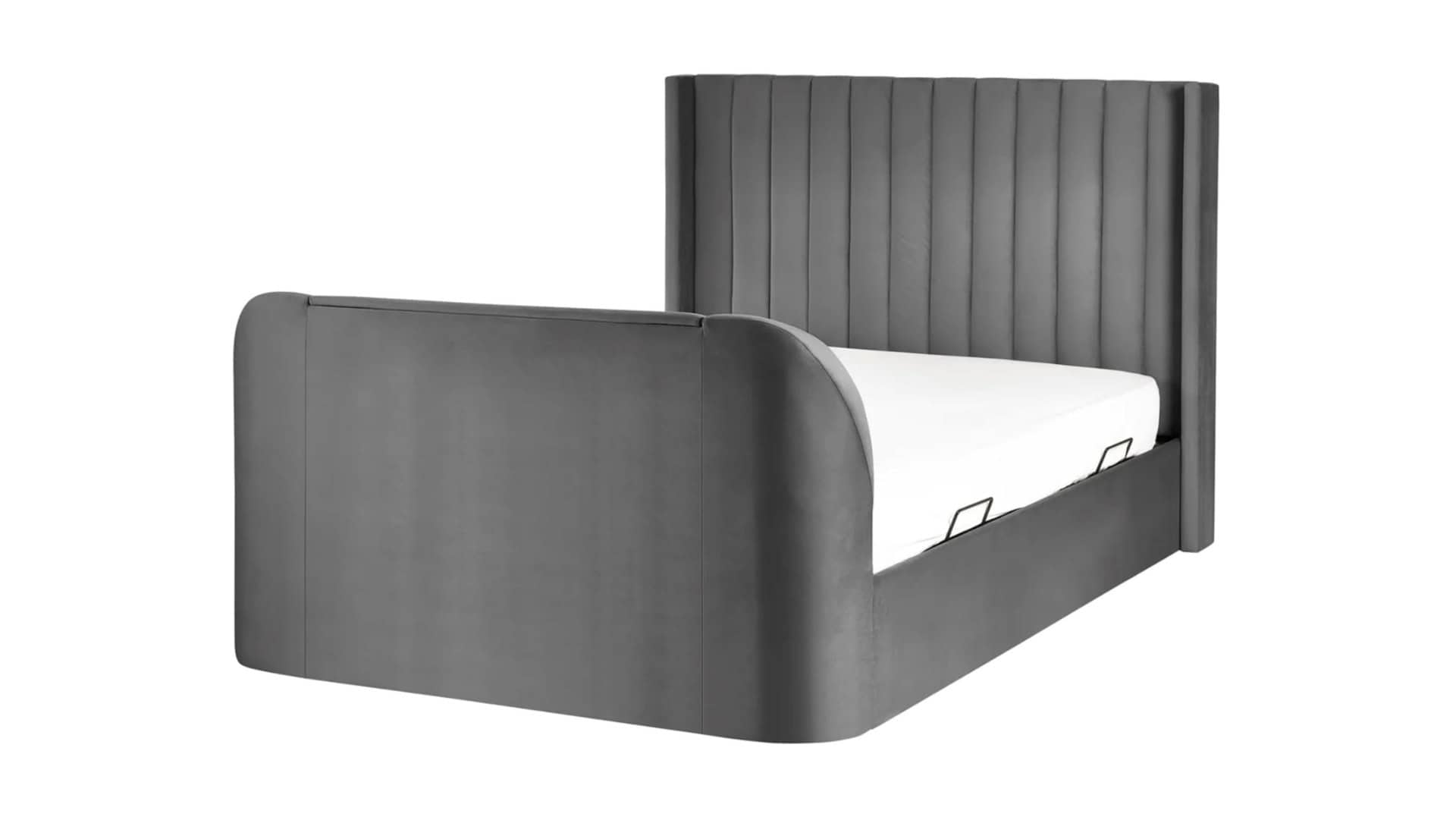 Clarke 4ft6 TV Side opening Ottoman - Dark Grey Fabric - Image 10