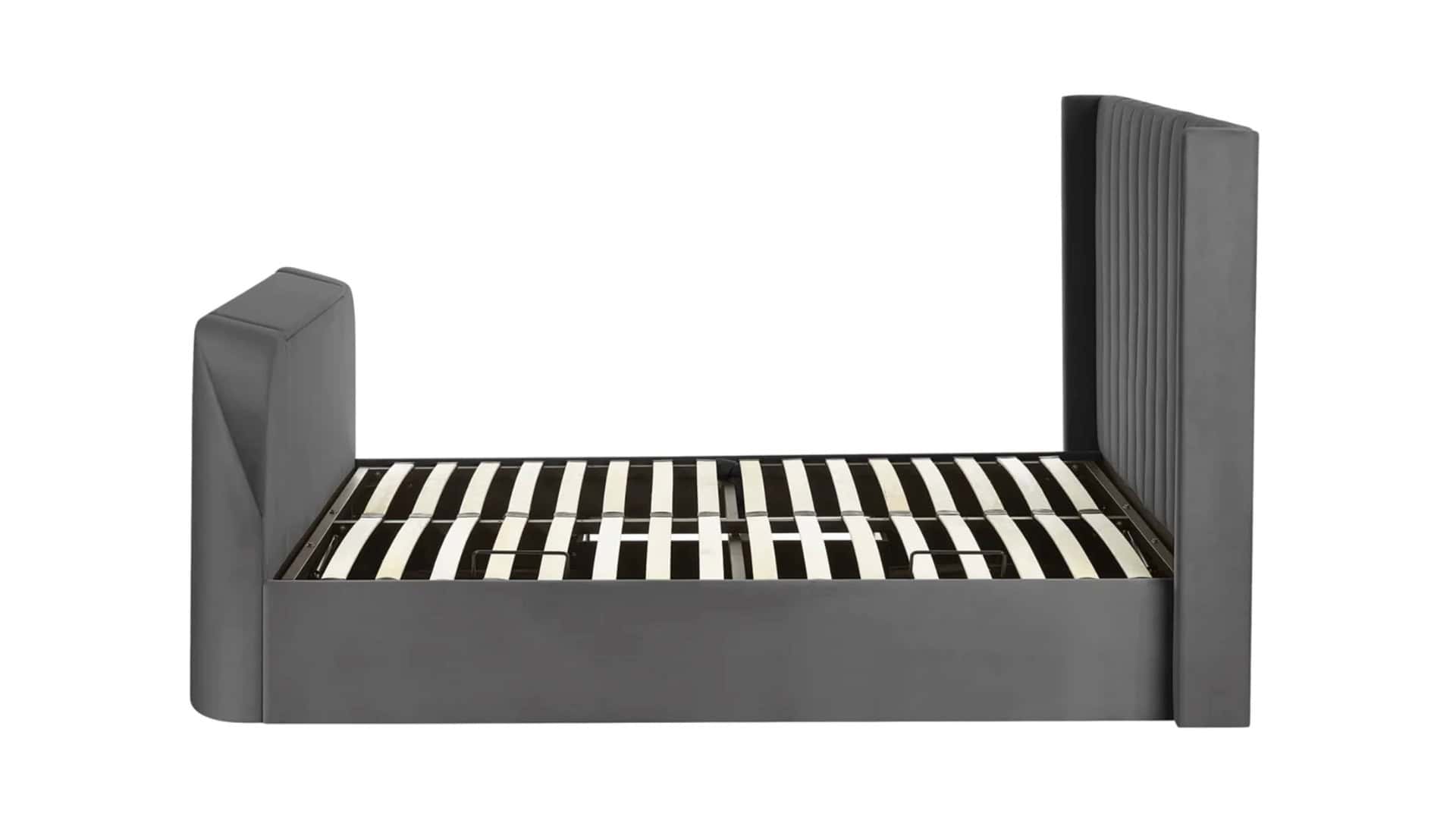 Clarke 4ft6 TV Side opening Ottoman - Dark Grey Fabric - Image 13