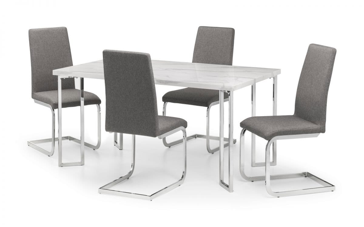 Preston Dining Table - Marble & Chrome - Image 4
