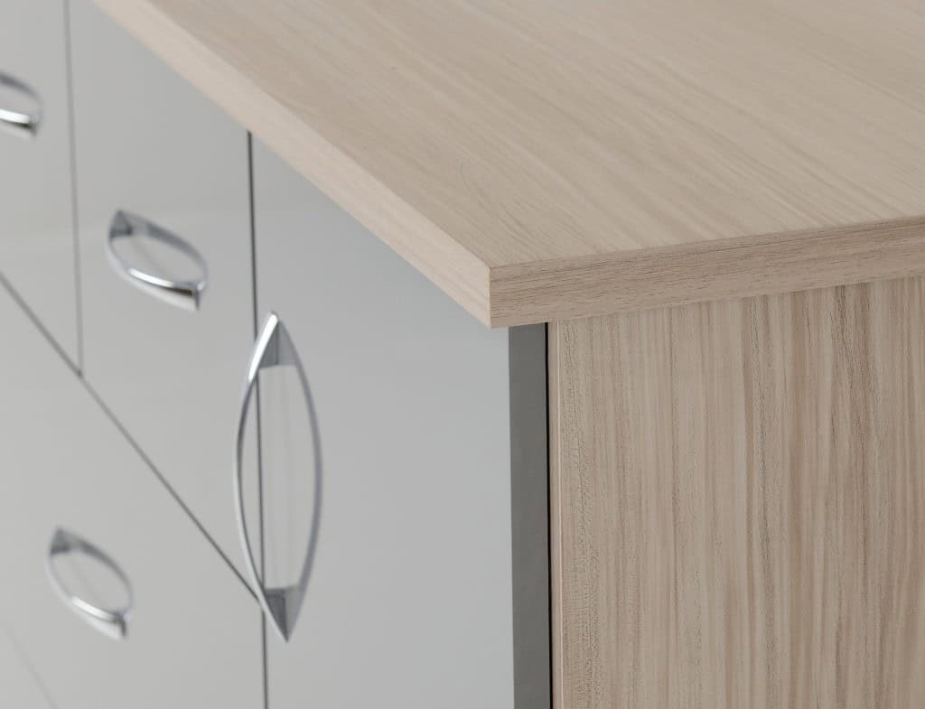 Nevada 5 Drawer Low Wardrobe - Grey Gloss & Oak - Image 3