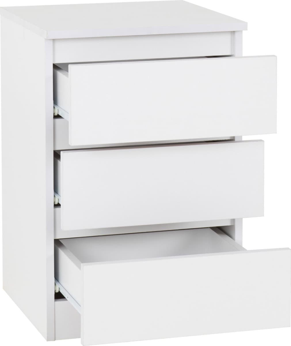 Malvern 3 Drawer Bedside - White - Image 2