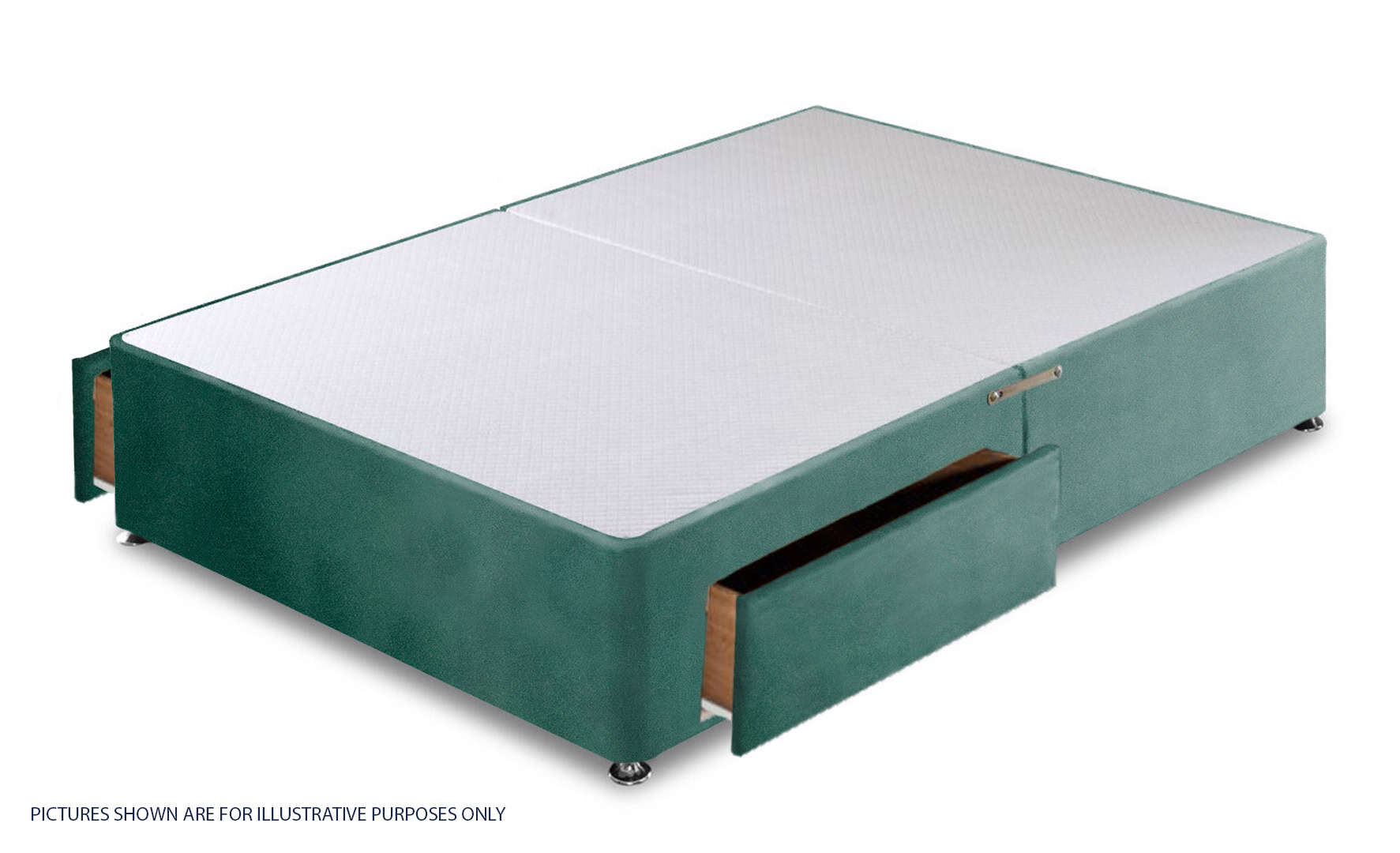 Apollo 5ft Velvet Turquoise 2 Drawer Divan Base | Buy Online | Beds.ie