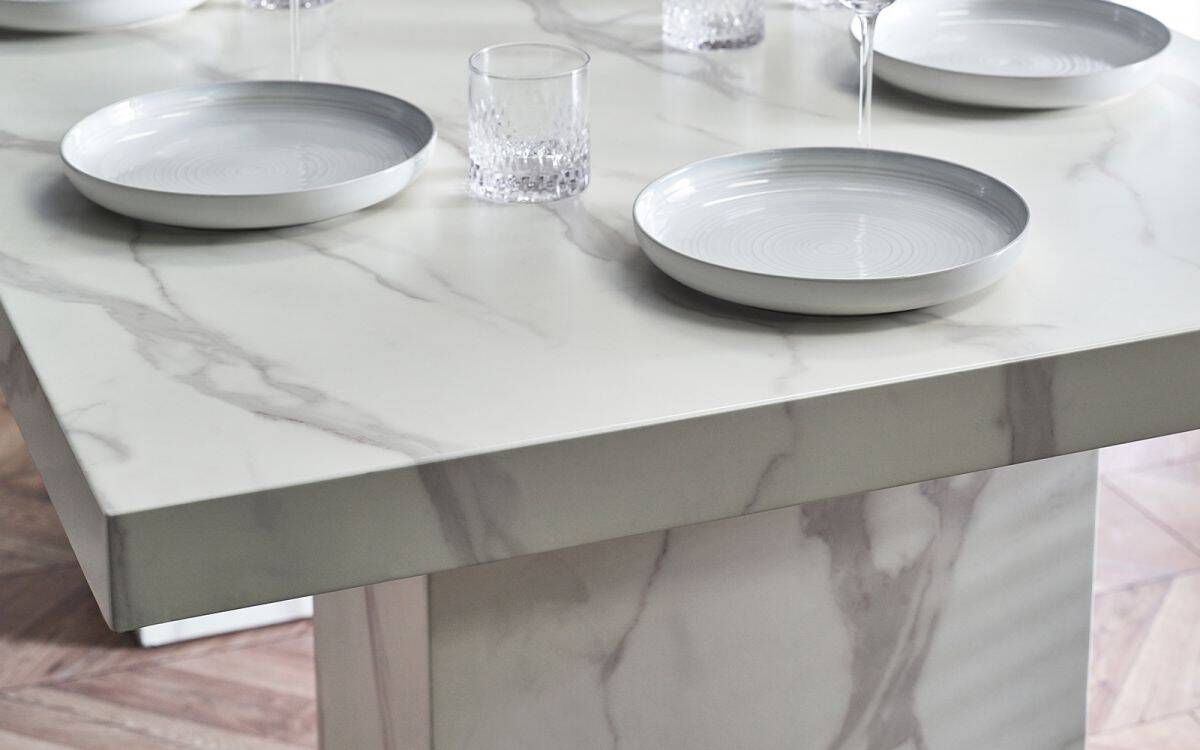 Romanus Dining Table - White Marble Effect - Image 4