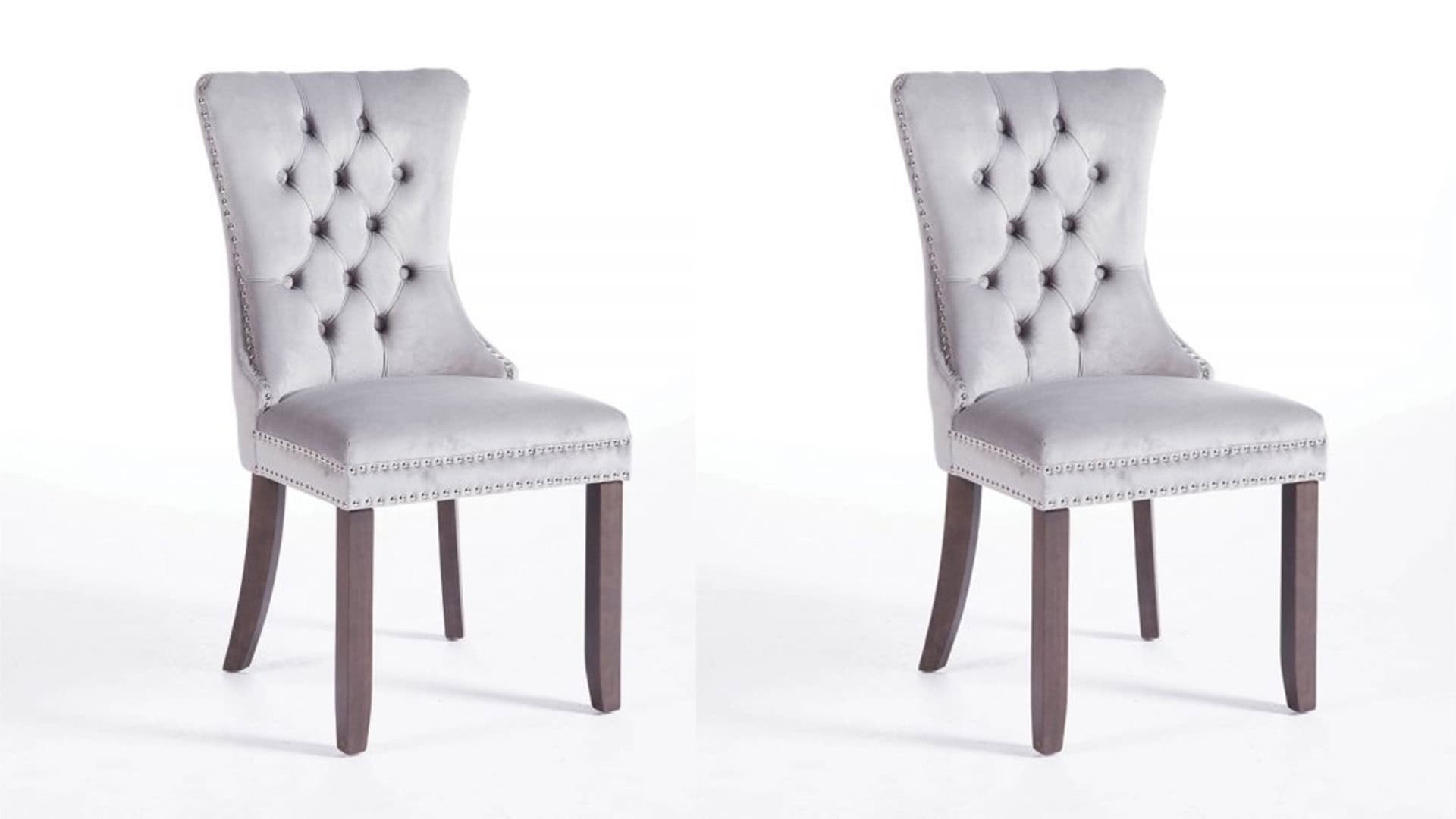 Kacey Chair with Antique Leg - Grey Velvet (Set of 2) | Buy Online | Beds.ie