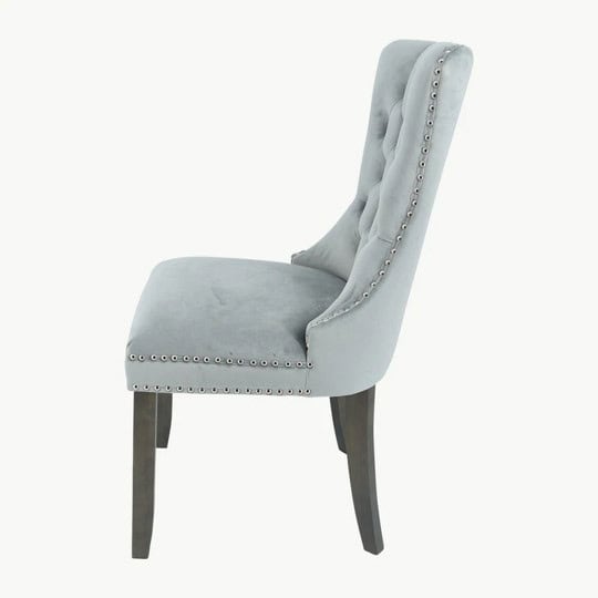 Kacey Chair with Antique Leg - Grey Velvet (Set of 2) - Image 5