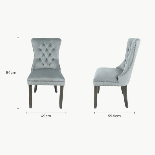 Kacey Chair with Antique Leg - Grey Velvet (Set of 2) - Image 7