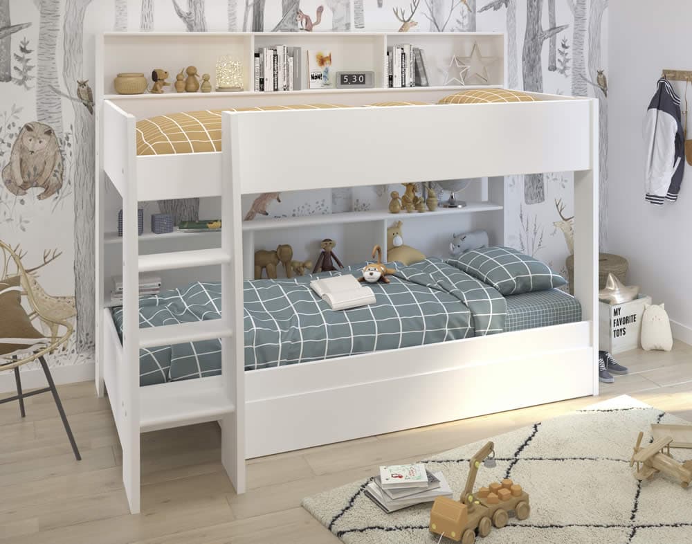 Parisot White Tam Tam Bunk Bed with White/Oak Shelves - Image 2