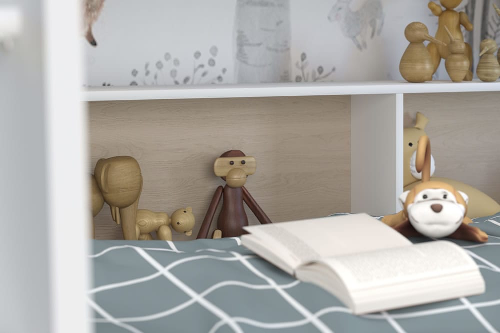 Parisot White Tam Tam Bunk Bed with White/Oak Shelves - Image 4