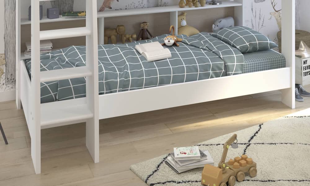 Parisot White Tam Tam Bunk Bed with White/Oak Shelves - Image 8