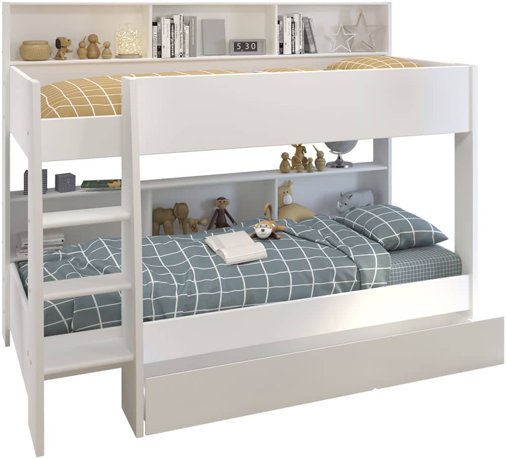 Parisot White Tam Tam Bunk Bed with White/Oak Shelves - Image 10