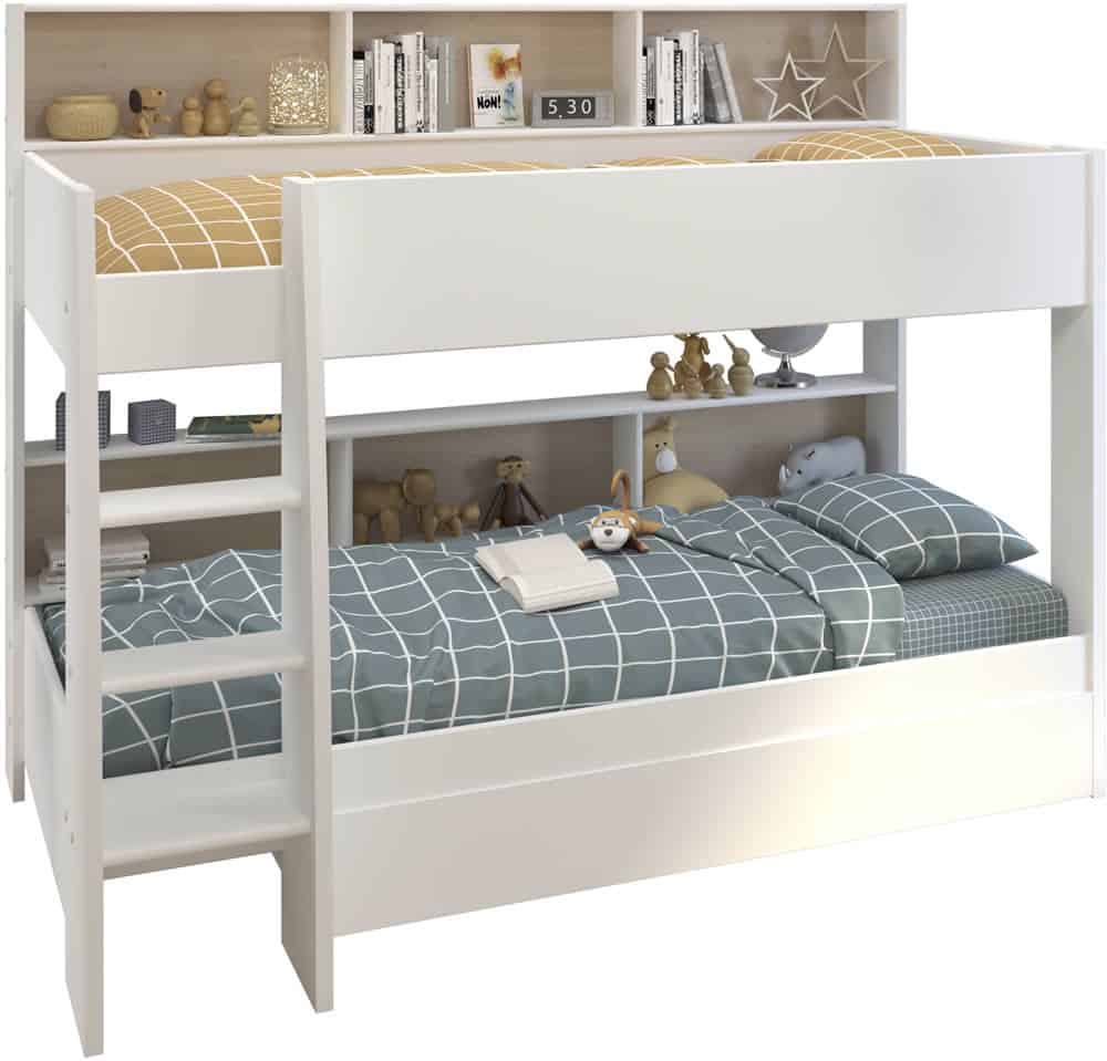 Parisot White Tam Tam Bunk Bed with White/Oak Shelves - Image 12