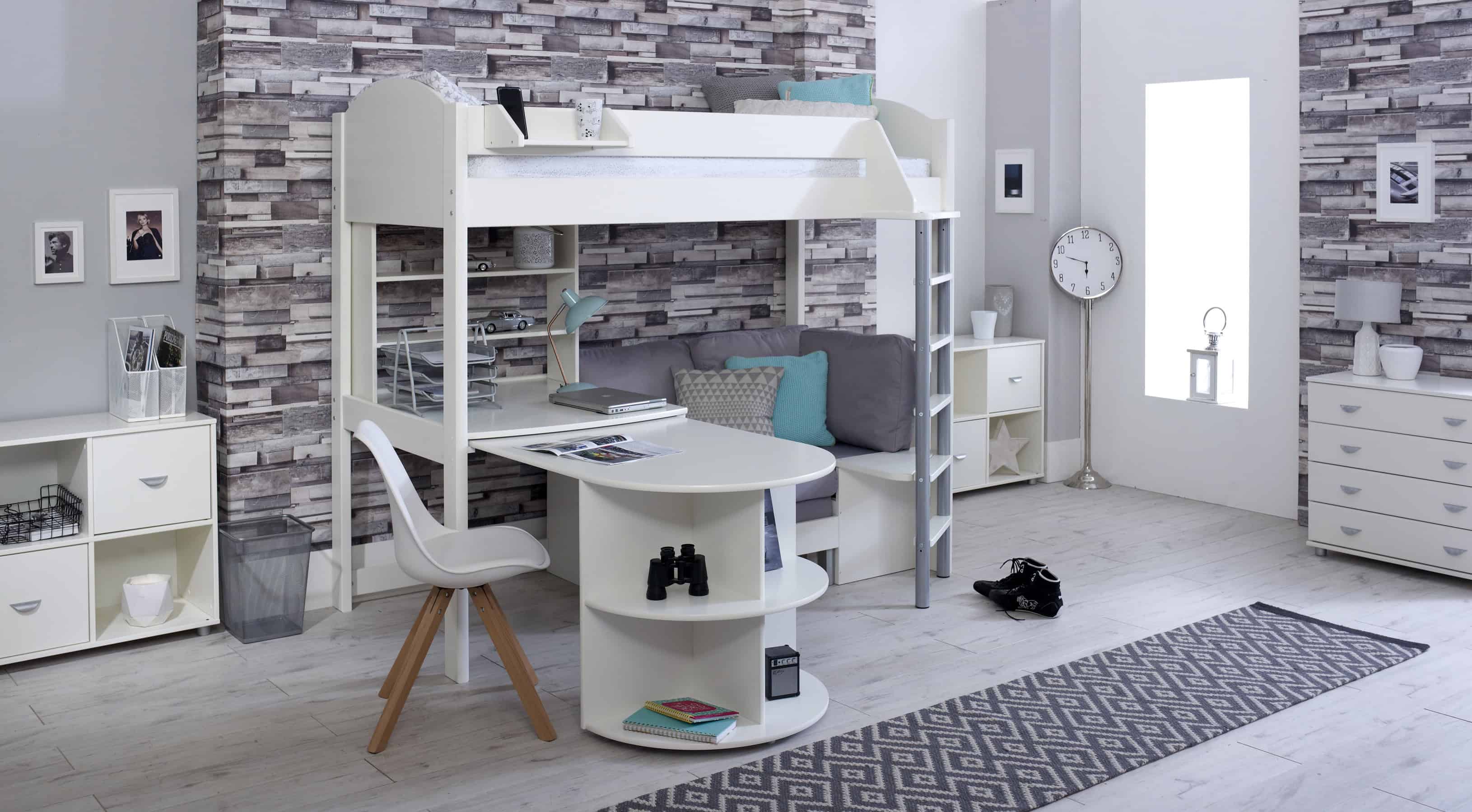 Kids Avenue Noah E Highsleeper - White with Silver Cushion - Image 2