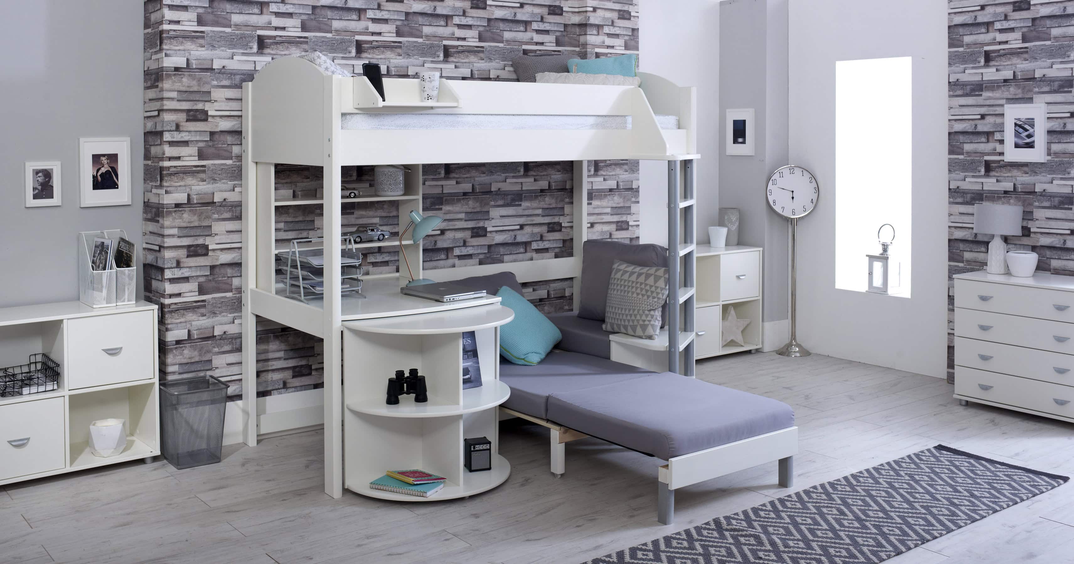 Kids Avenue Noah E Highsleeper - White with Silver Cushion - Image 3